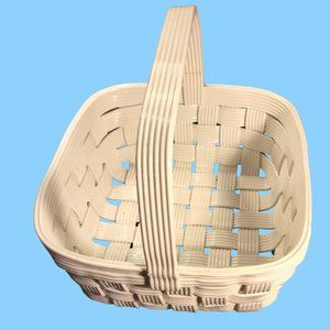 Gump Ceramic White Woven Basket italy Vintage Repaired